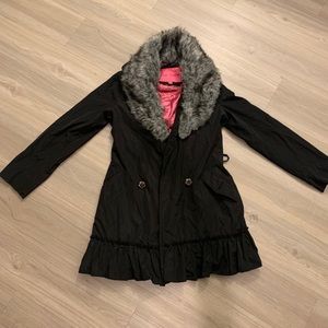 **SOLD**Betsy Johnson Fur Lined Nylon Coat